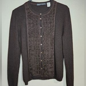 Saks Fifth Avenue 100% Cashmere Cardigan Brown Size L